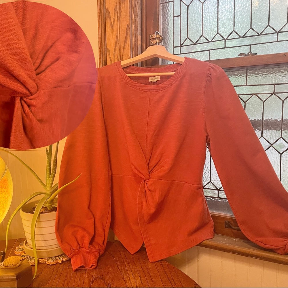 Pilcro Rust Sweatshirt with Knot Detail